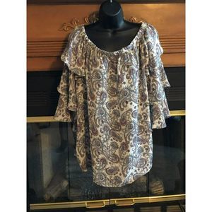 Janette Plus Paisley printed off-shoulder top 3x
